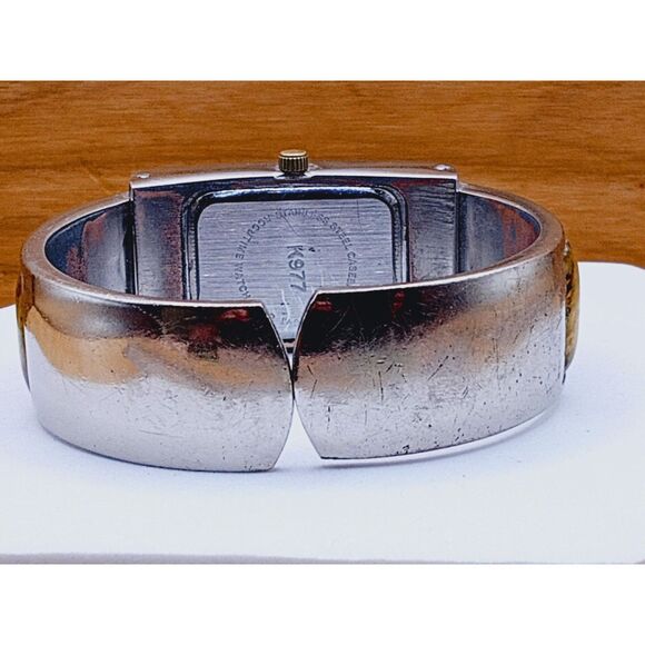 1980s Accutime K977 Vivani Abalone Inset Vintage Cuff Bracelet Watch - Picture 4 of 11